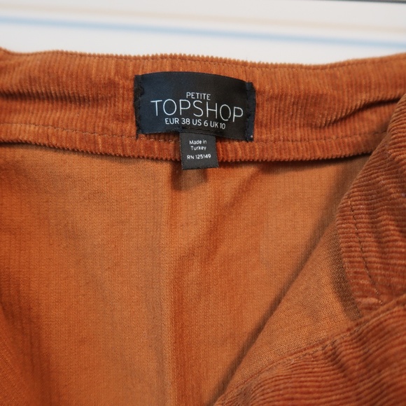 Topshop Button Front Corduroy A-line Skirt Size 6P - Picture 4 of 6